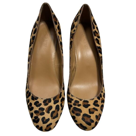 J. Crew Sylvia Calf Hair Leopard Print Wedges Cheetah Print Wedged Heels Size 7 - Picture 2 of 13